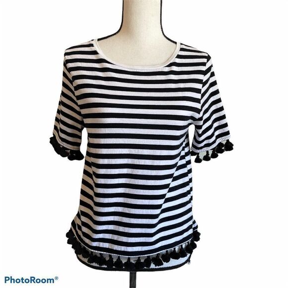 See and Be Seen Striped Top with Tassel Trim - S - Picture 1 of 10